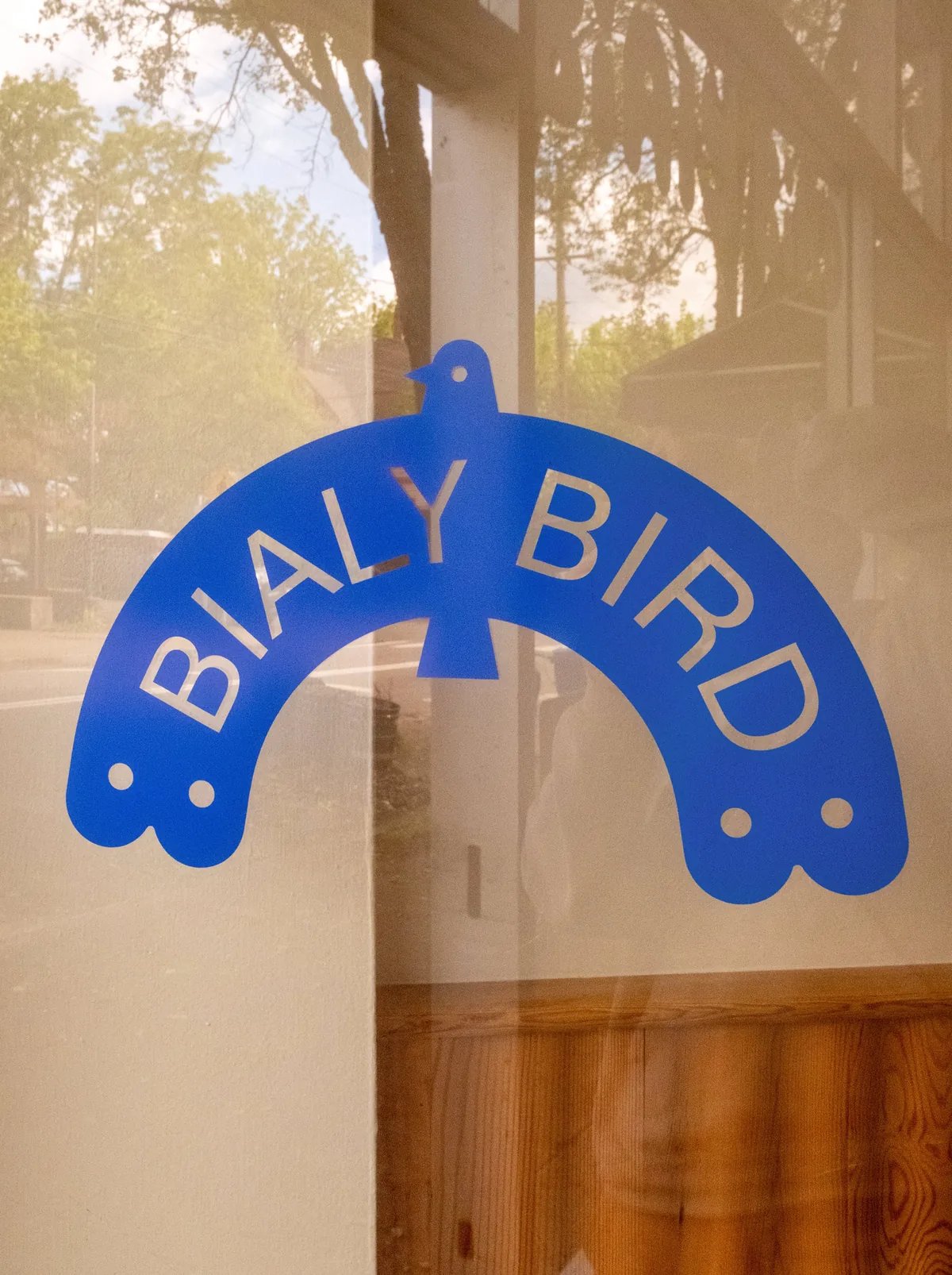 Bialy Bird window or door graphic with brand logo