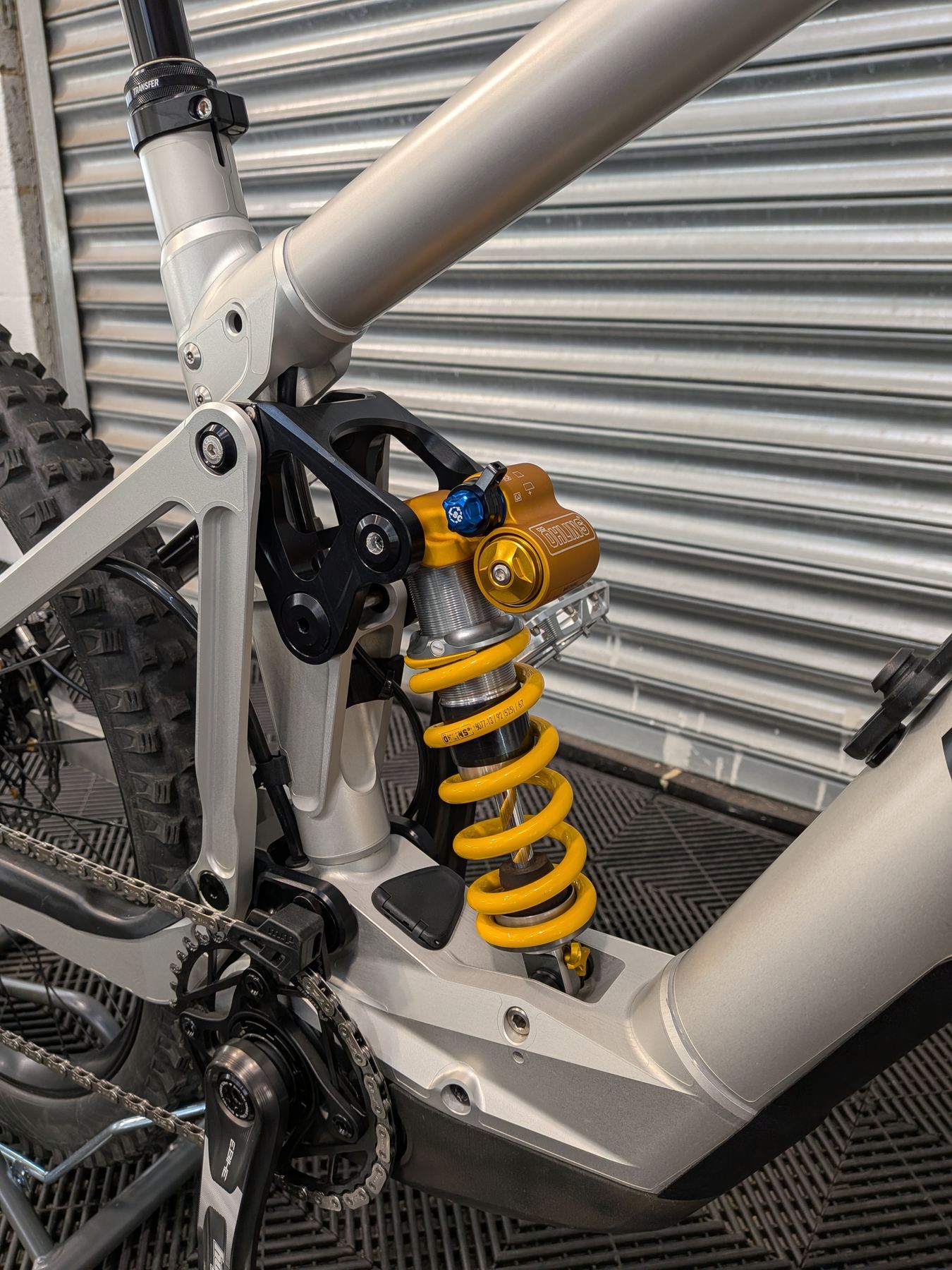 Öhlins coil shock on an Atherton mountain bike frame