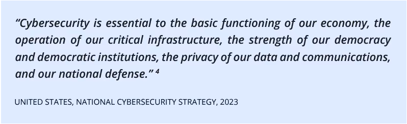 US, National Cybersecurity Strategy: "Cybersecurity is essential...to our economy."