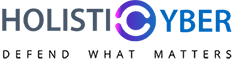 Holistic Cyber logo with a gradient vertical line and text 'Holistic Cyber Full Spectrum Defense'
