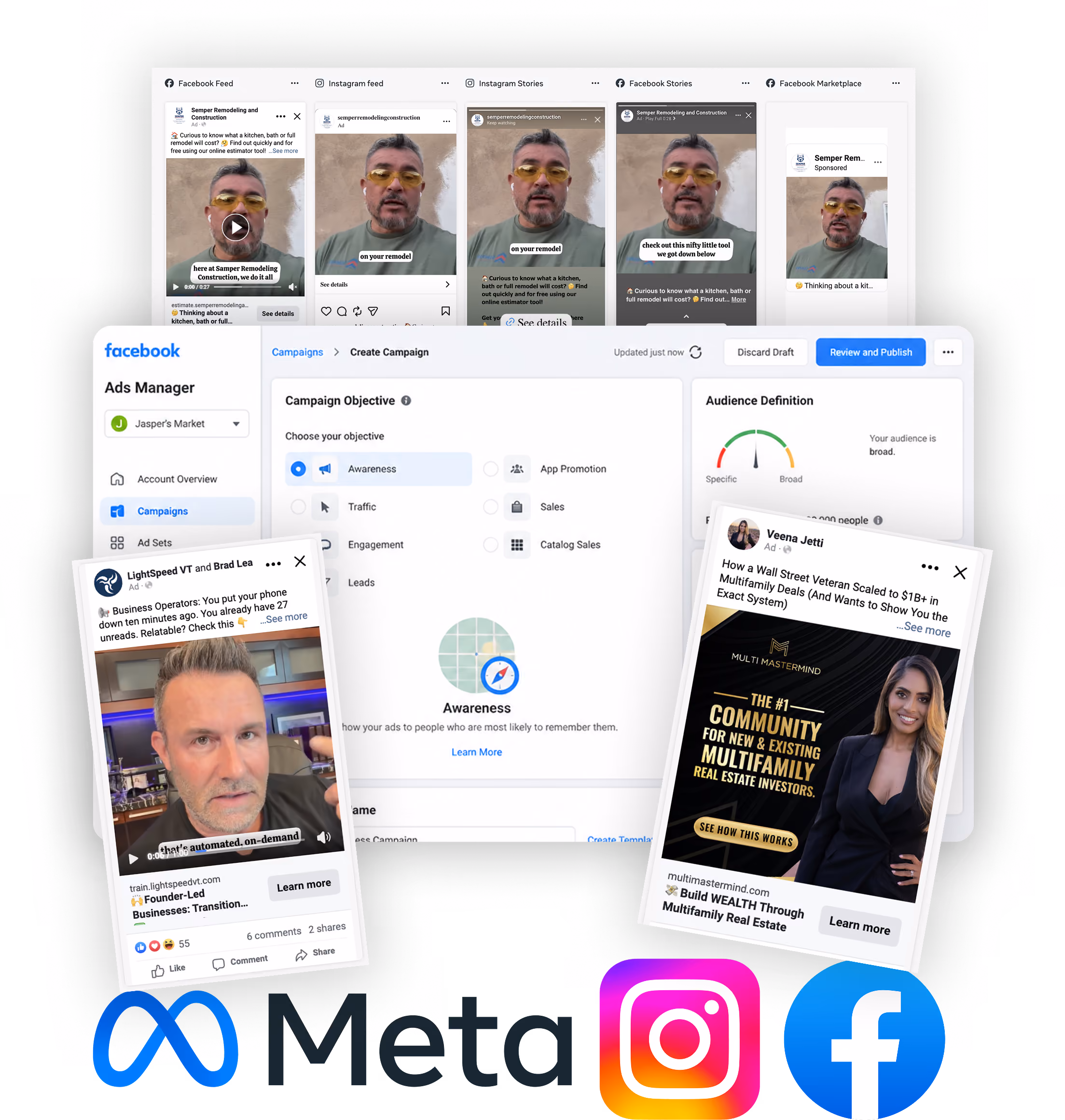 Facebook and Instagram ad campaigns we run for clients