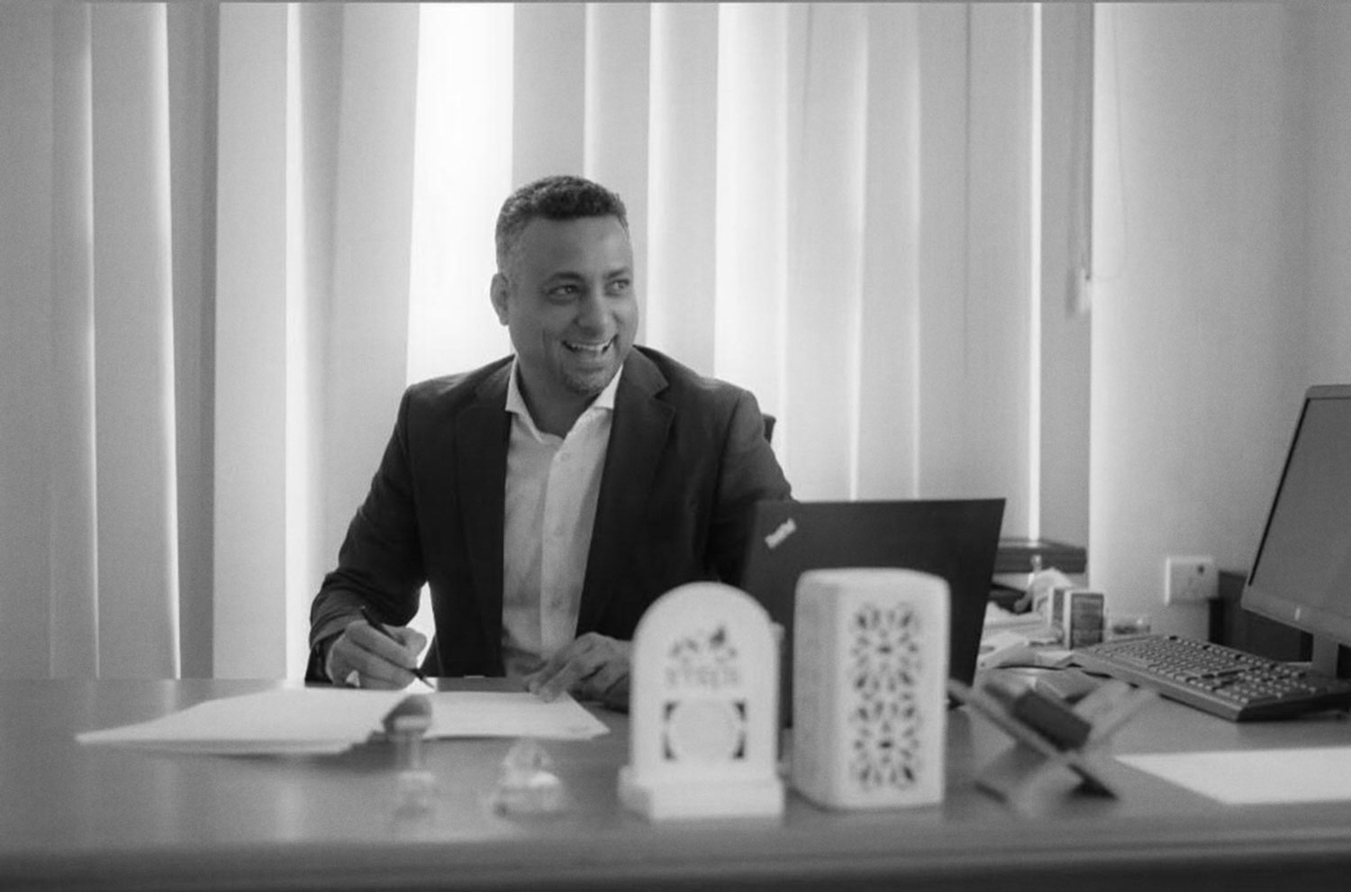 Wesam Kaid in his SMPES office