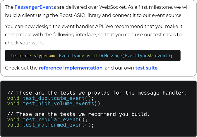 Example of Project task, with included test cases