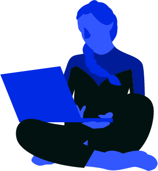 Illustration of a woman using a laptop
