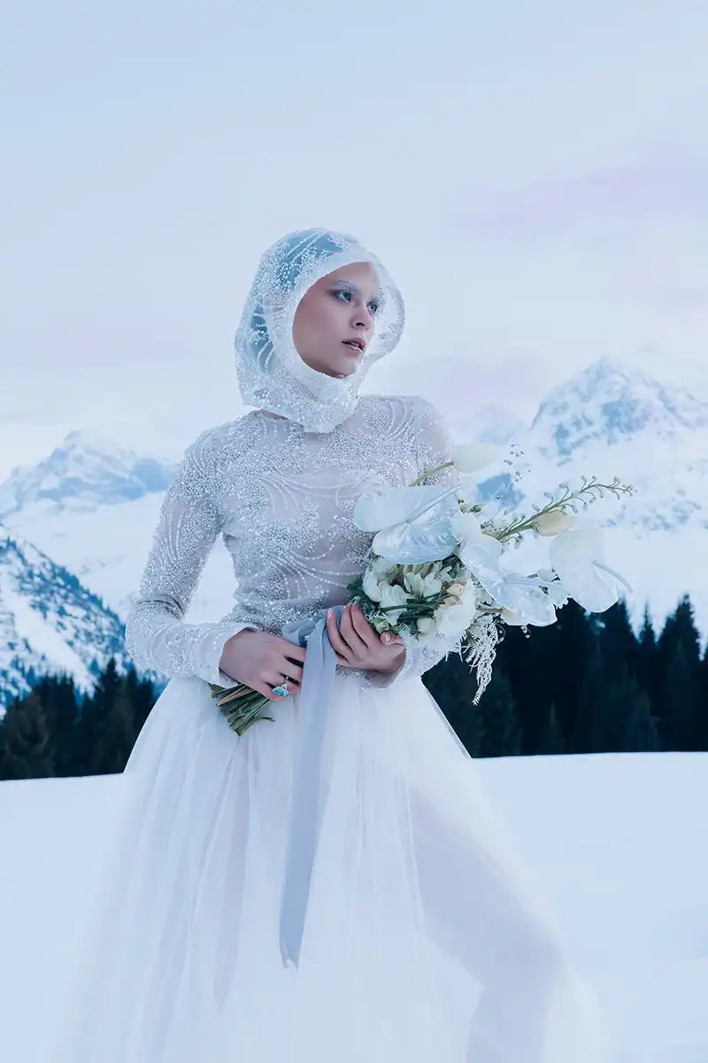 Cold Couture: Hochzeitspoesie im Schnee