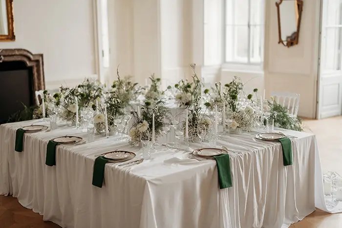 Greenery Royale: Schlosshochzeit in Grün & Weiß