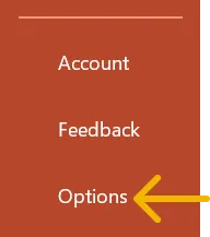 Screenshot showing how to open Options