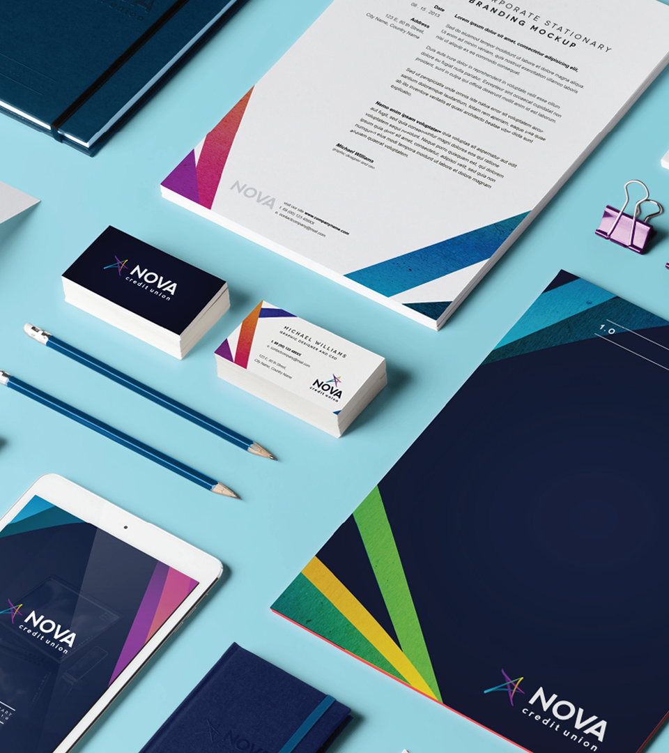branded stationary designed for nova credit union