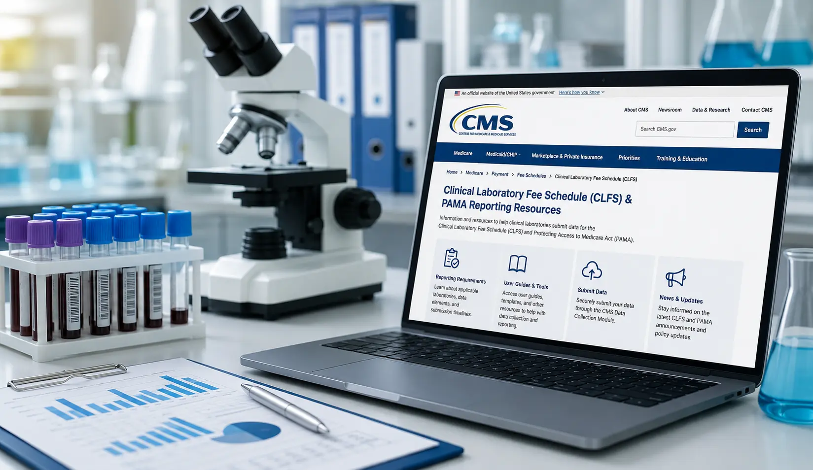 Learn what the CMS Data Collection Module for Clinical Laboratory Fee Schedule reporting is, why medical laboratories should pay attention, and how a modern laboratory information system with advanced reporting and compliance capabilities can simplify regulatory requirements.