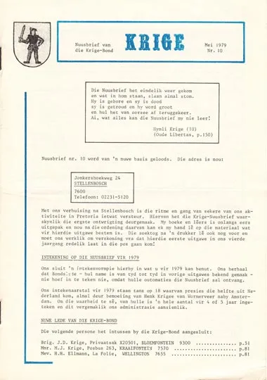 Krige Nuusbrief Nommer 010