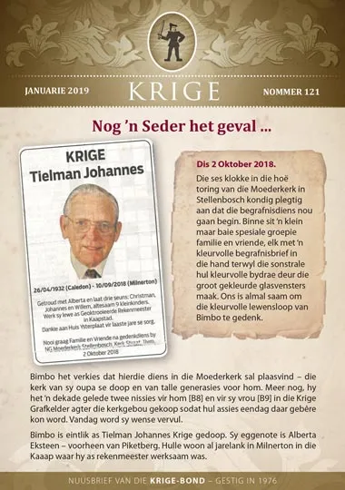 Krige Nuusbrief Nommer 121