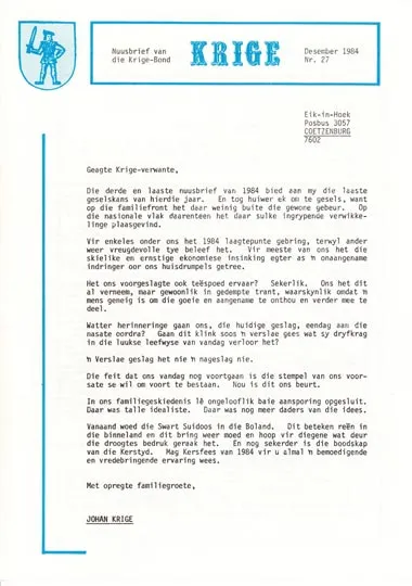 Krige Nuusbrief Nommer 027