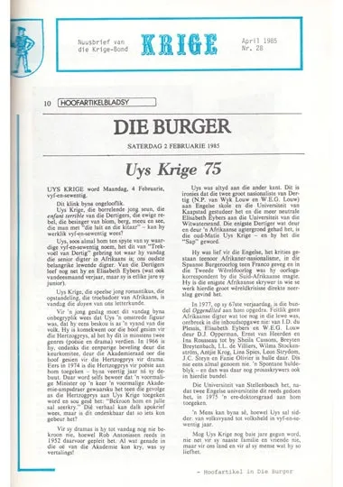 Krige Nuusbrief Nommer 028