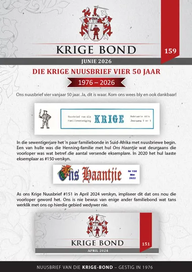 Krige Nuusbrief Nommer 159