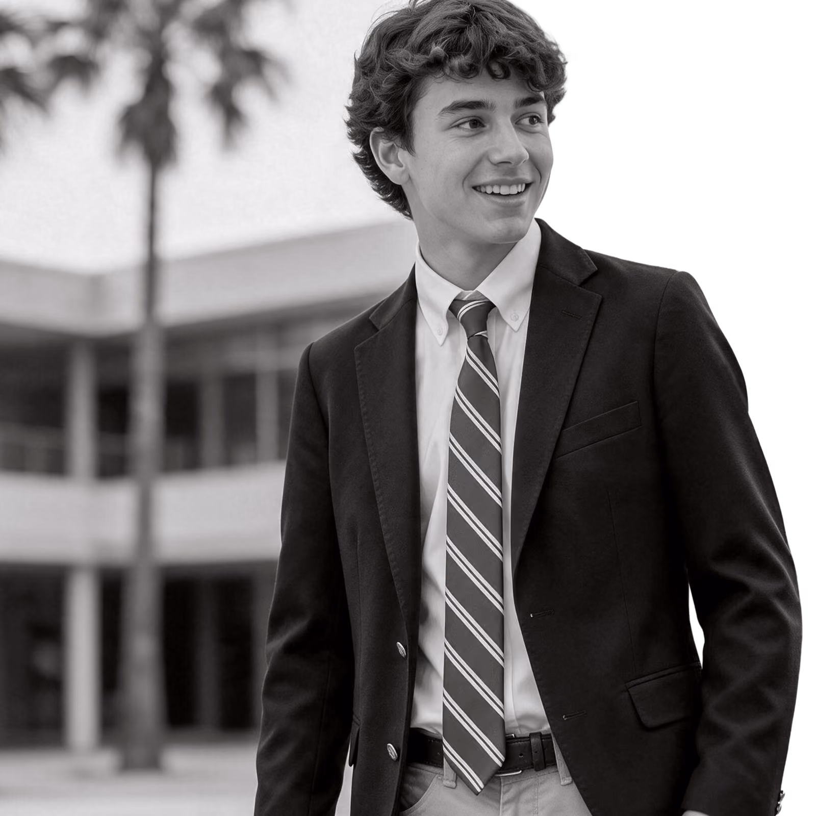 upper school student hanging out on campus