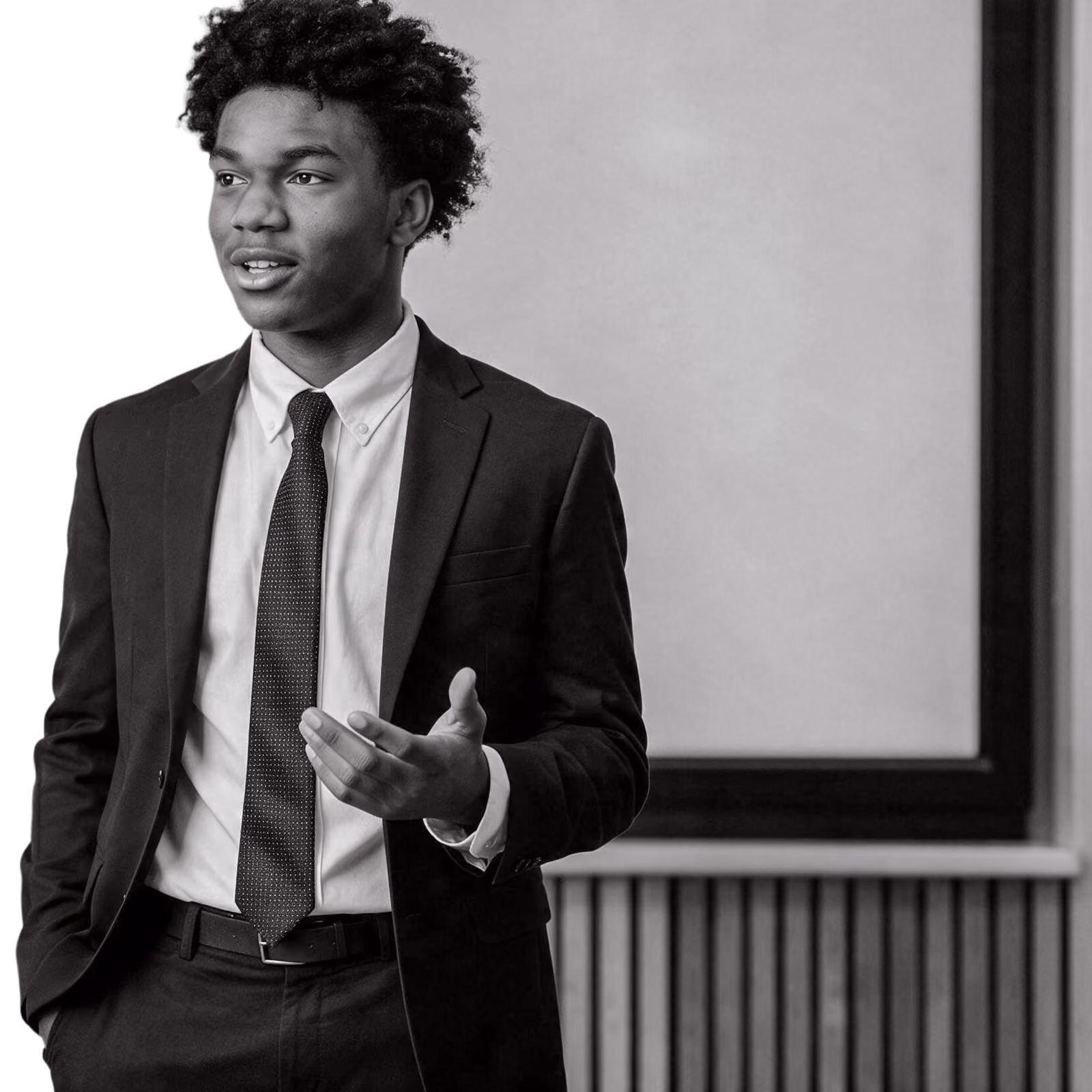 upper school student giving presentation