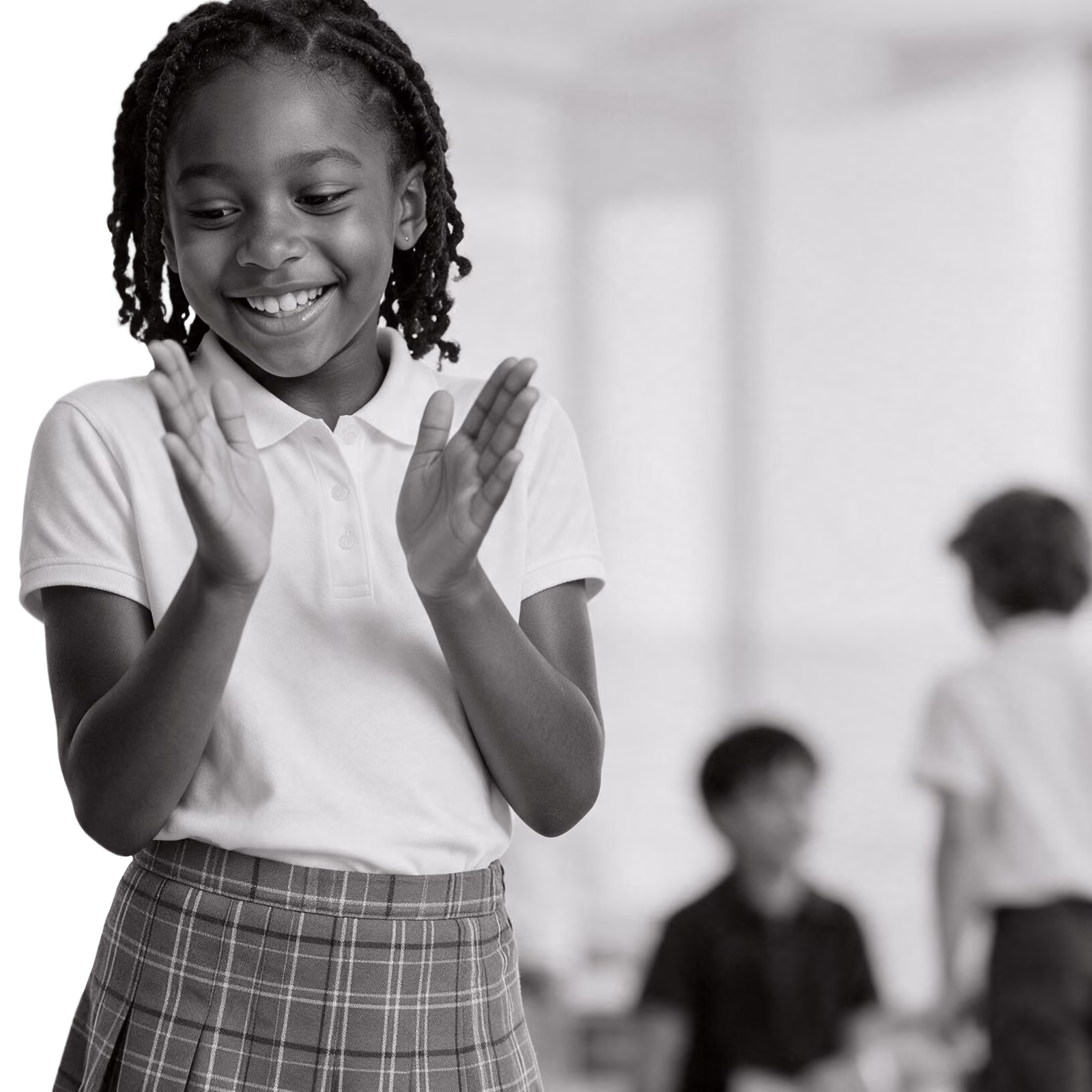 lower school student excited in class
