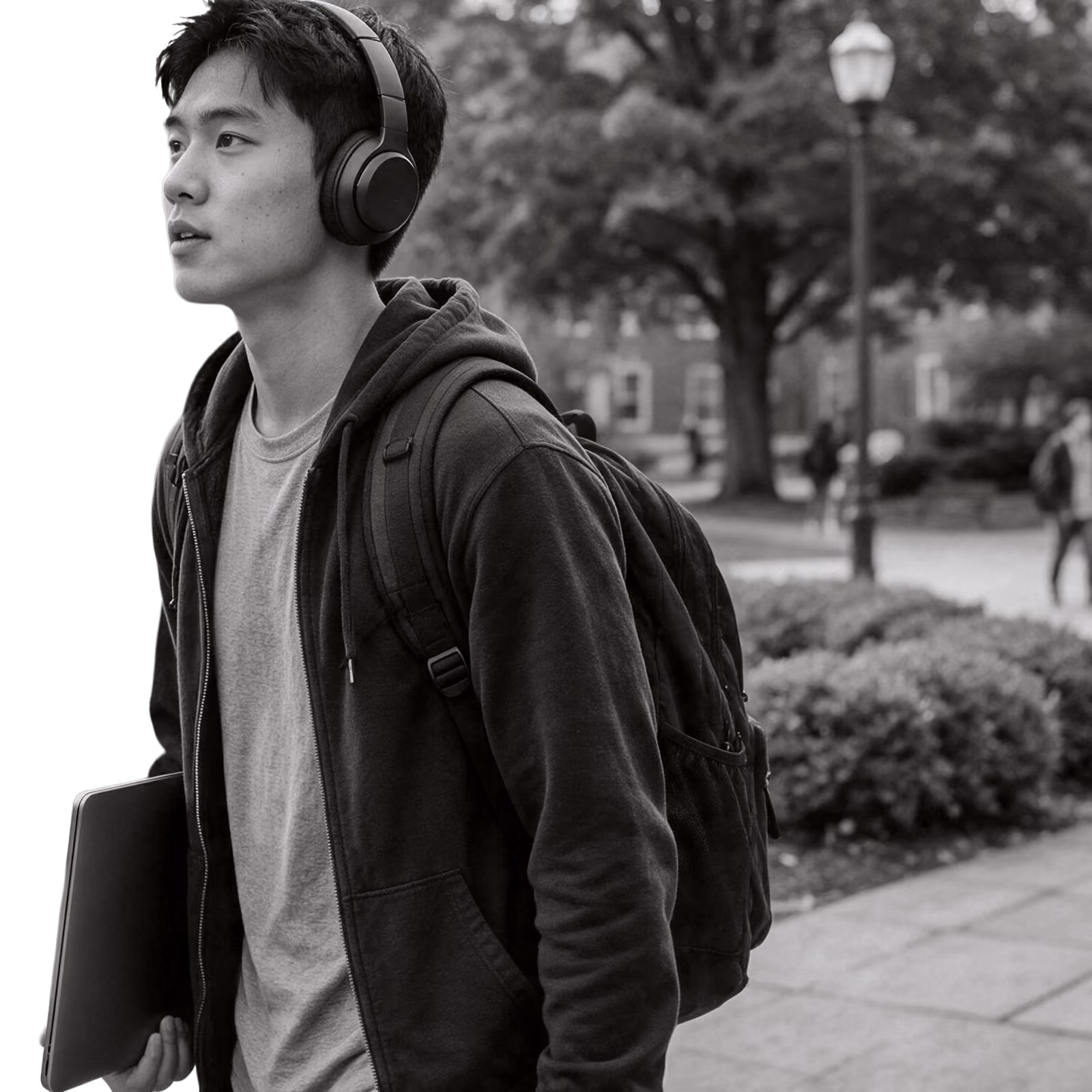 student walking on campus