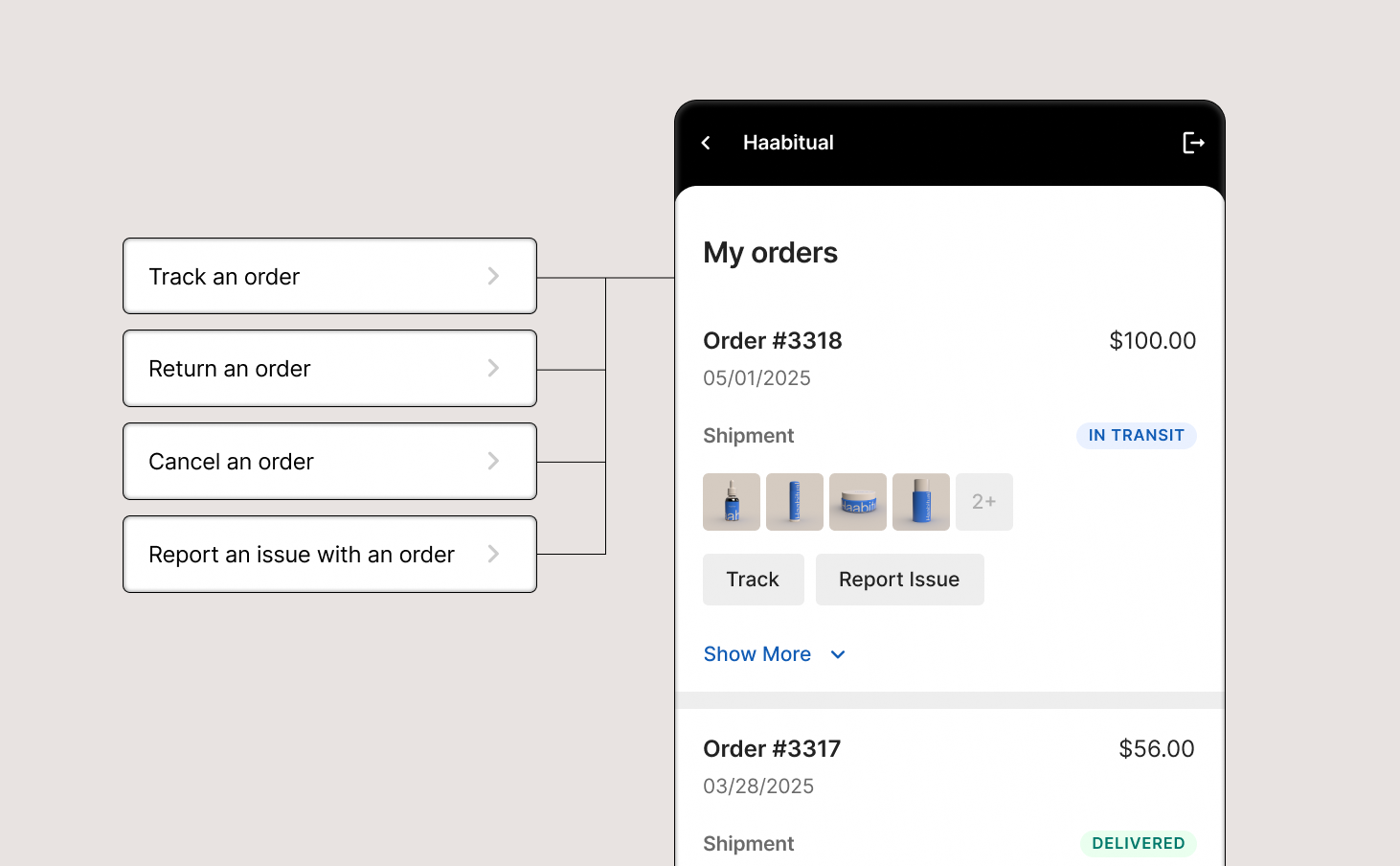 Track, return, cancel, or report an issue with your order in Gorgias Chat