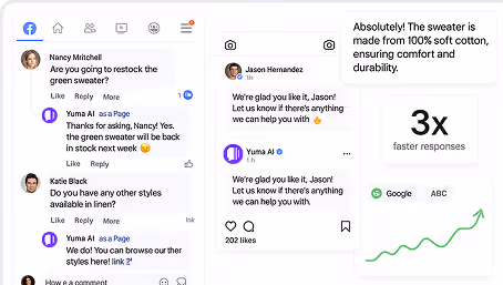 Yuma AI can respond to your social media comments.