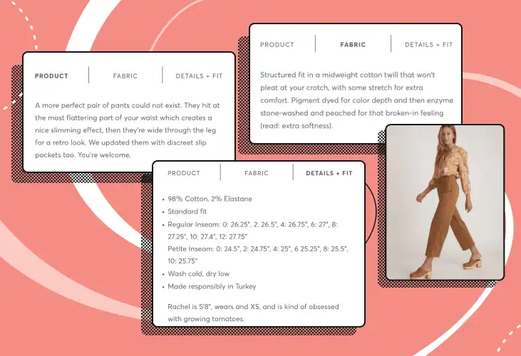 Product descriptions and images