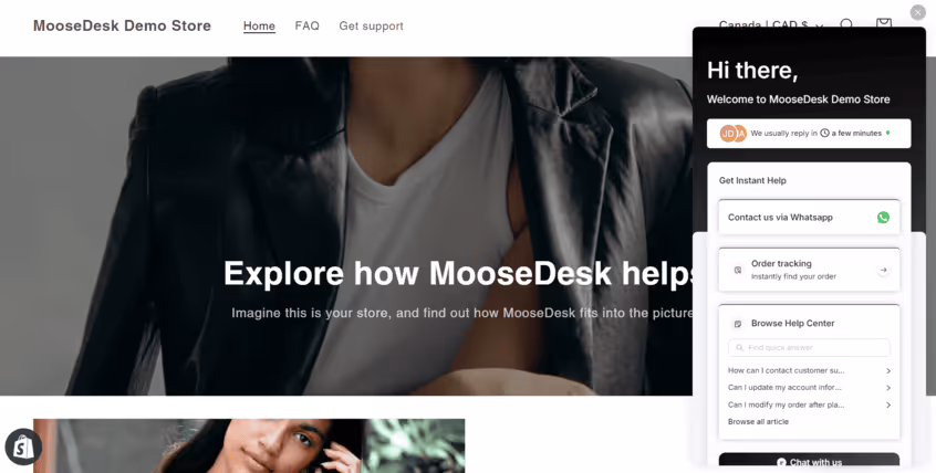 Moose chat widget