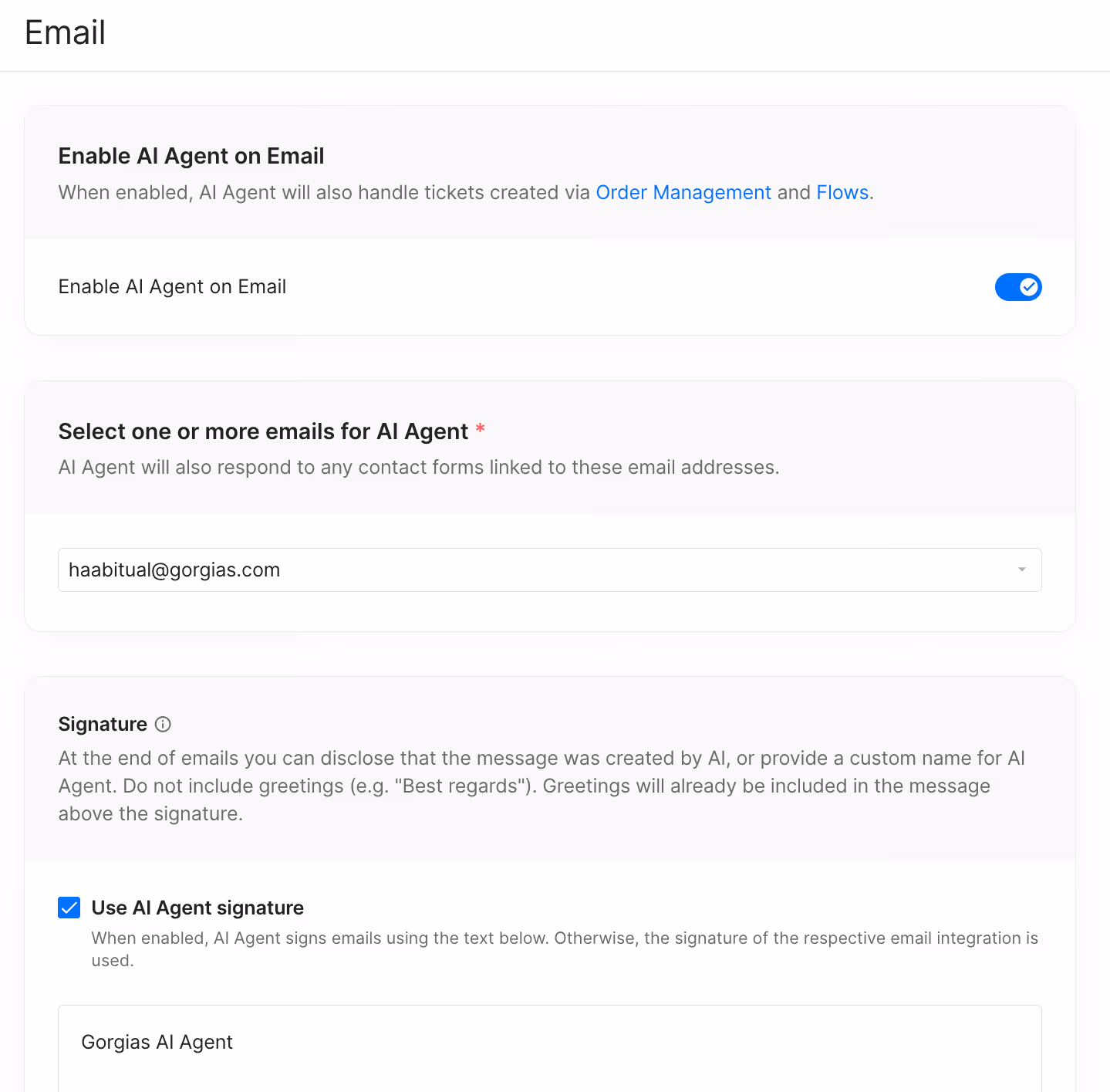 Enable AI Agent on email
