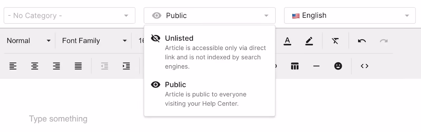 Help Center articles can either be unlisted or public.