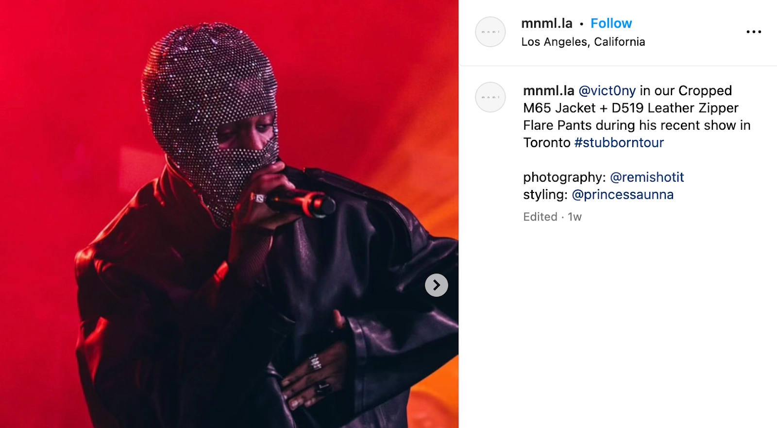 MNML features a musician who wore their pieces. 