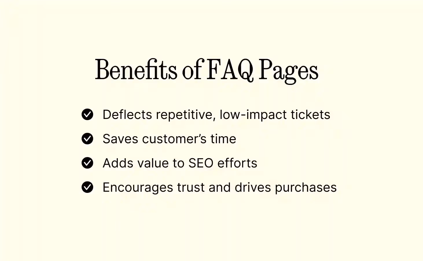 Graphic listing benefits of FAQ pages including saving time and improving SEO.