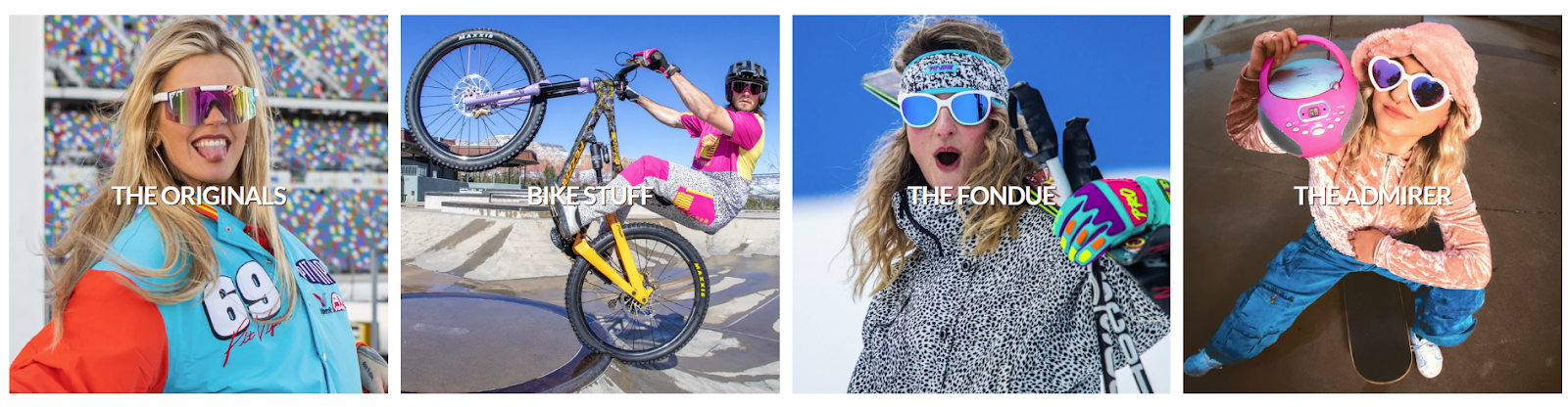 Screenshot of Pit Viper's product categories