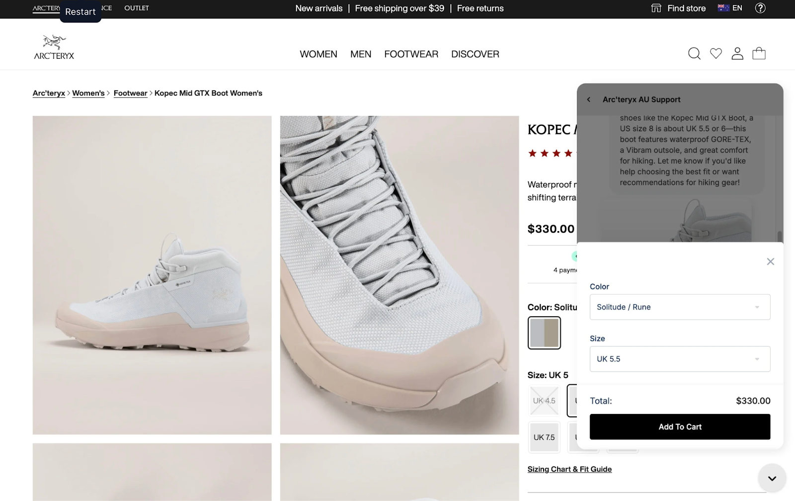 Arc'teryx uses Shopping Assistant to enable purchases directly from chat