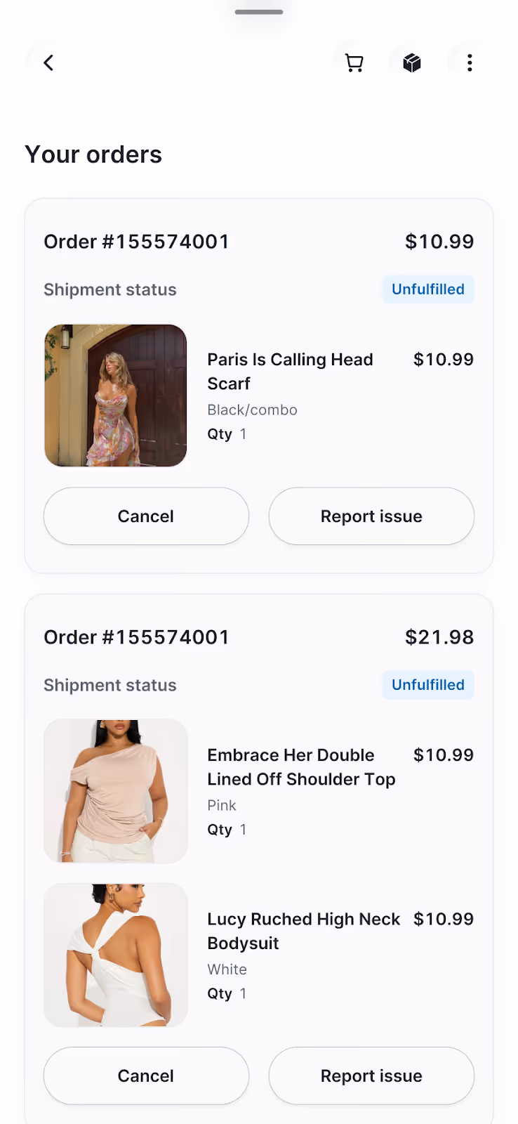 Gorgias Chat allows shoppers to view order status as well as cancel orders.