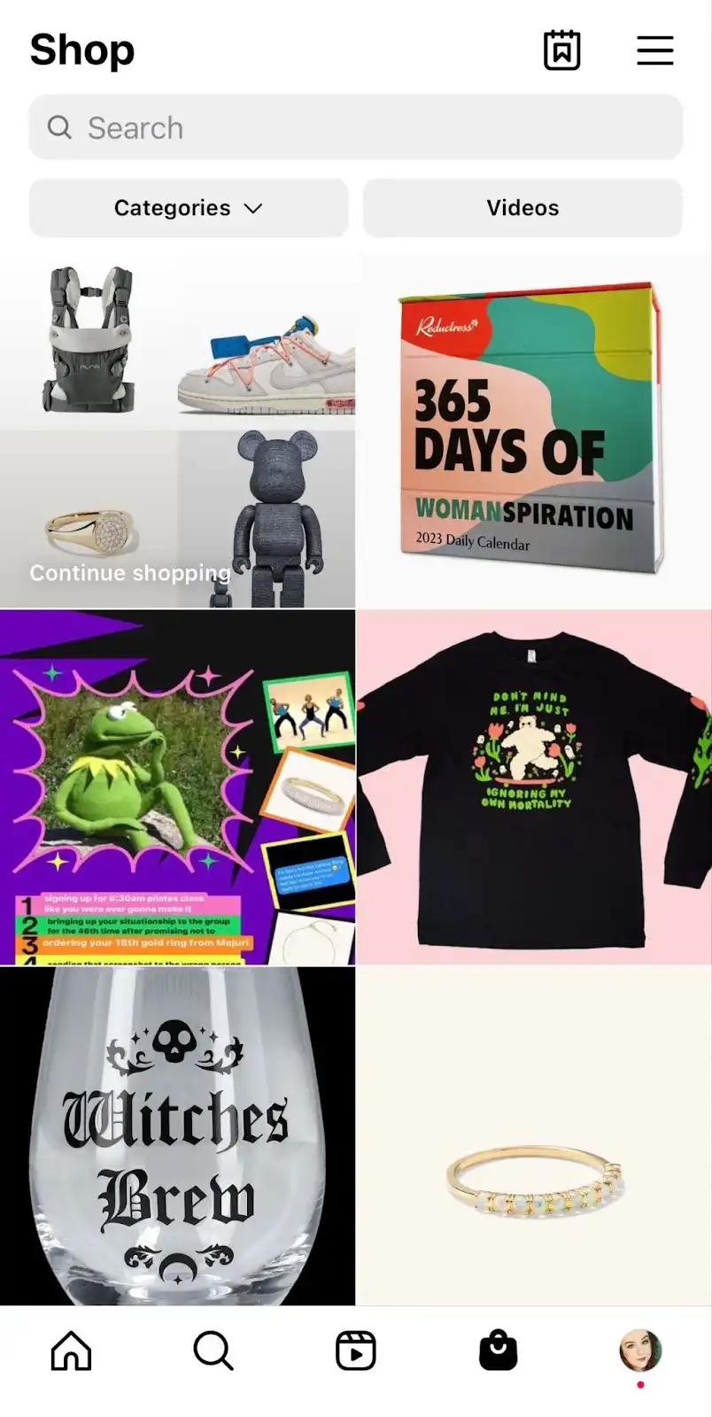 Shop tab on Instagram