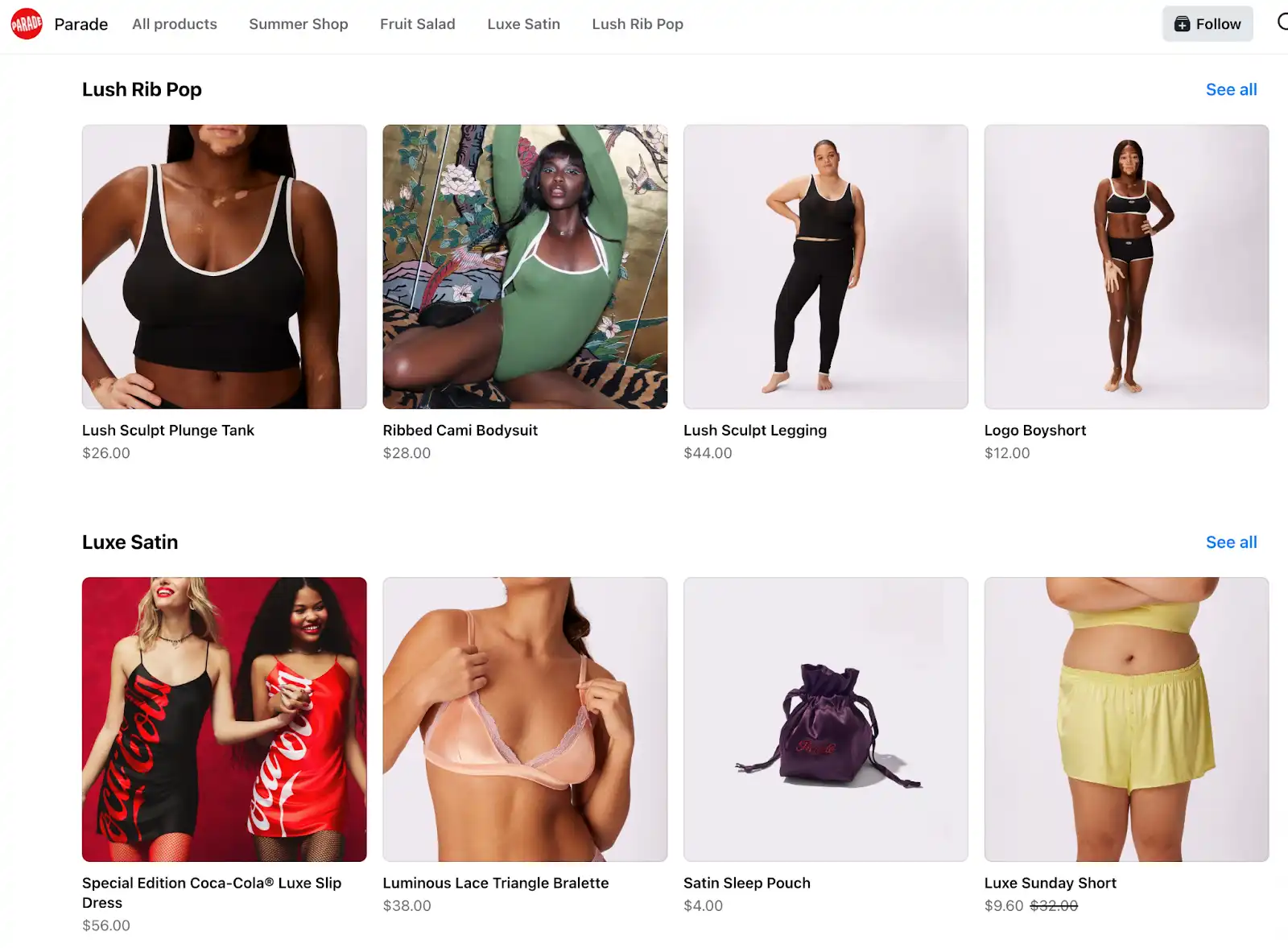 Shop tab on Facebook