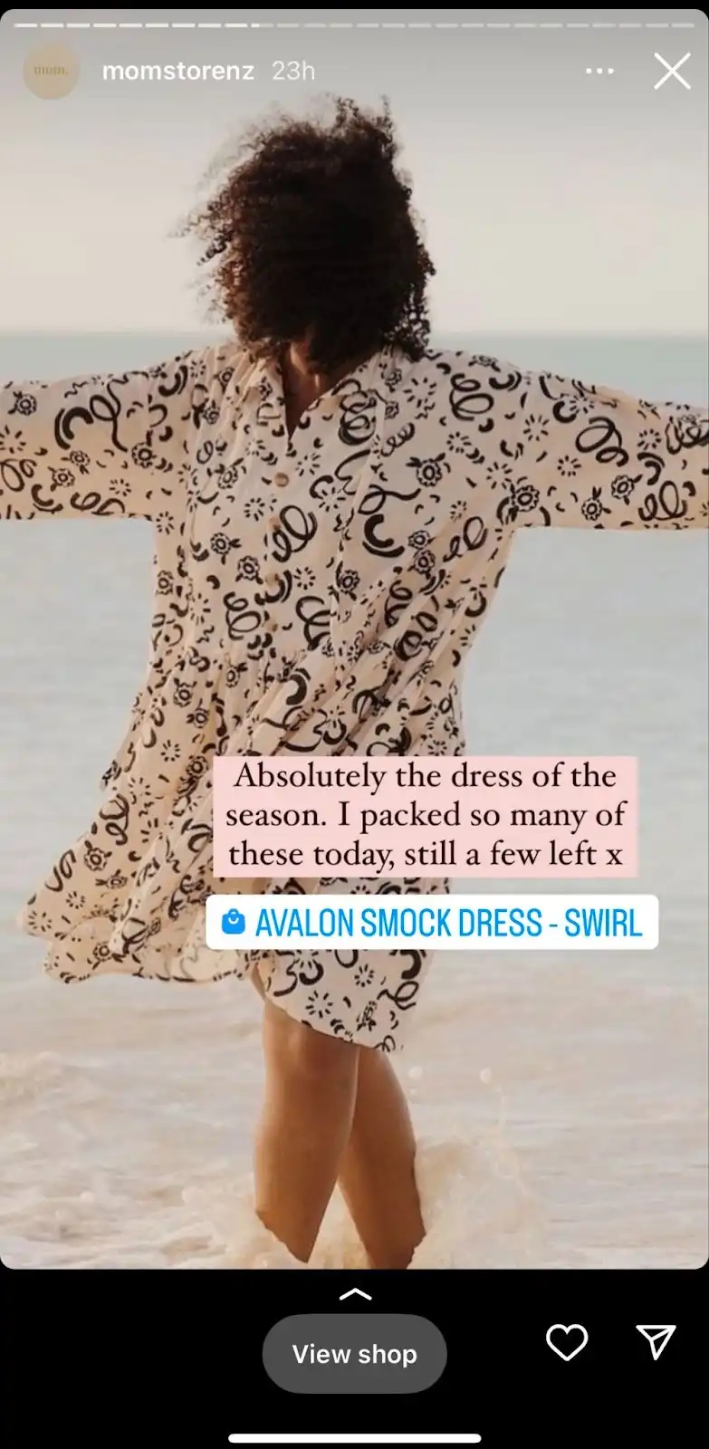 Example of shoppable Instagram Story