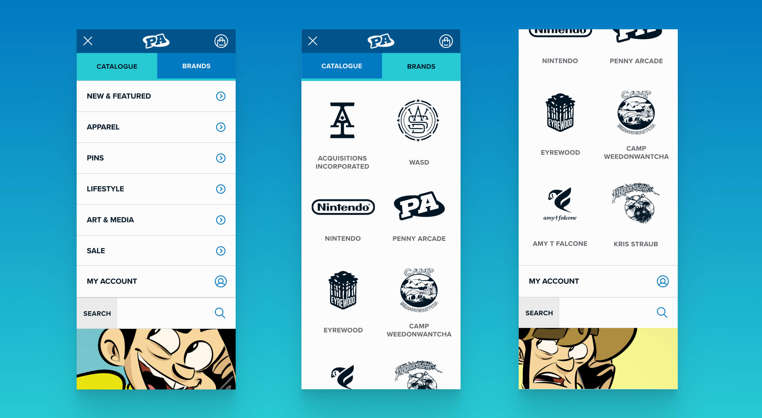 Mobile Menu Screens
