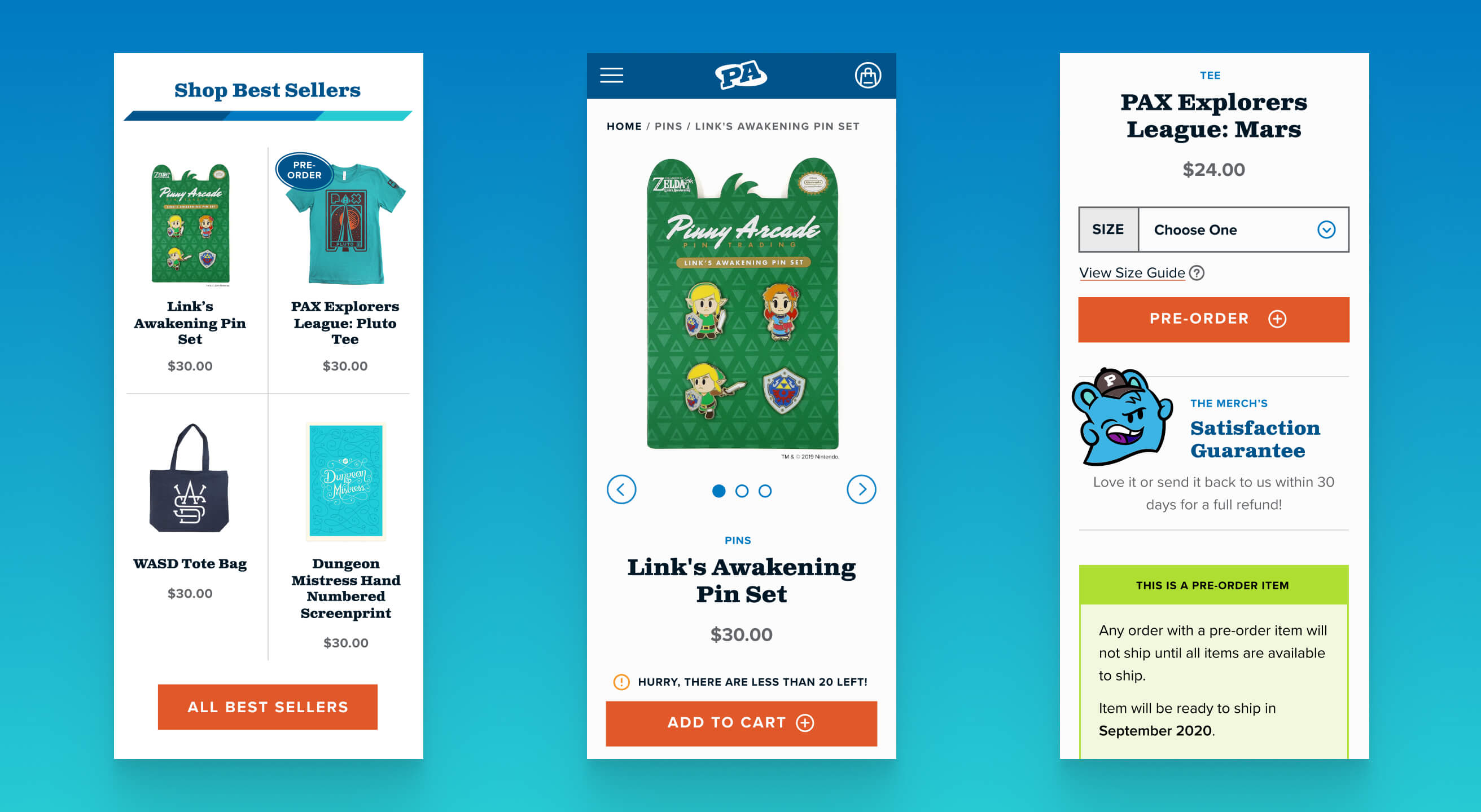 MObile Collection and Product page mockups.