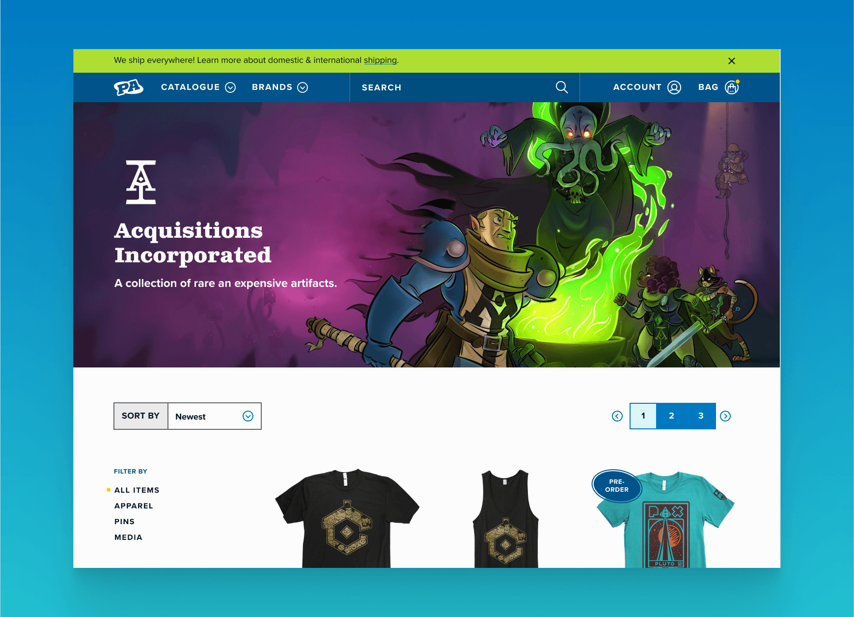 Desktop mockup of a collection page.