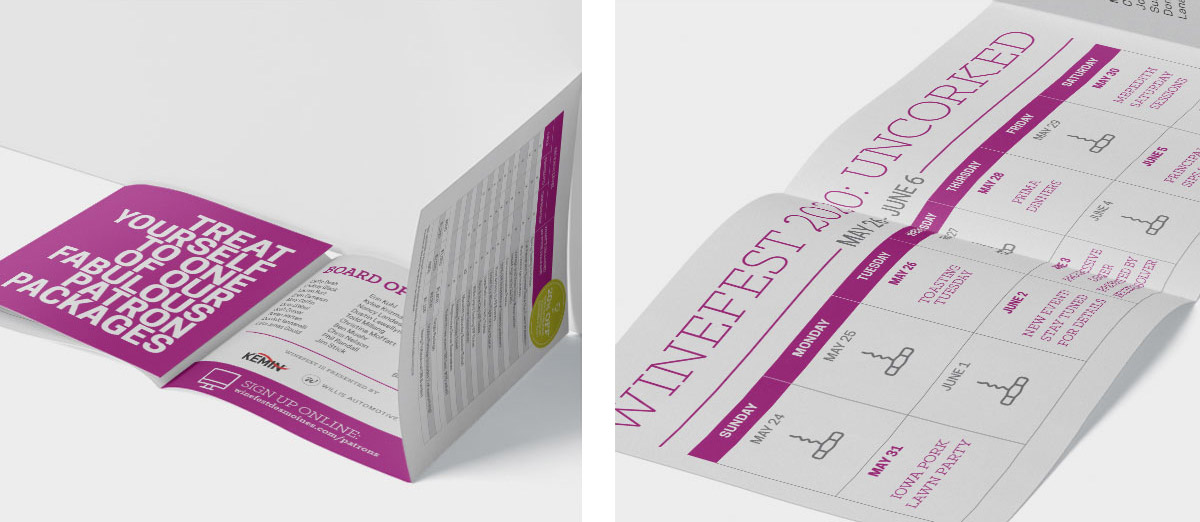 Two images of the Winefest event brochure, both the cover and inside.