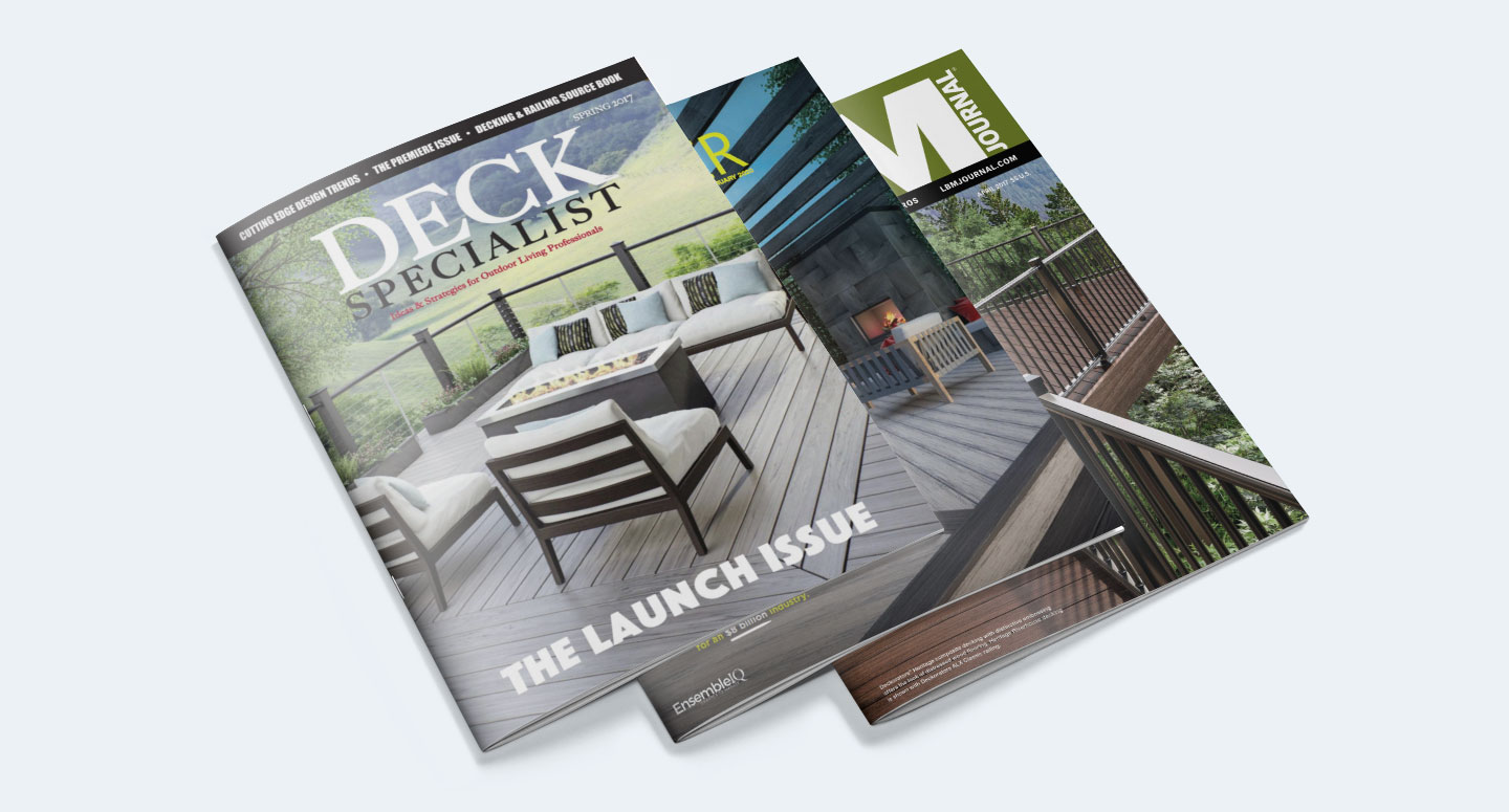 Three decking-related magazines stacked on top of each other.