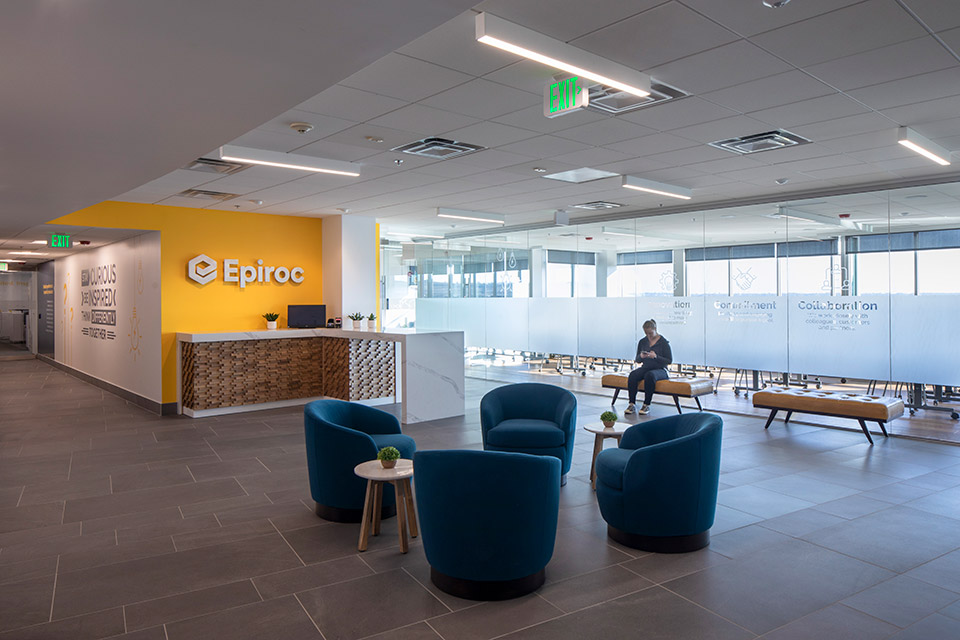 lobby of Epiroc headquarters