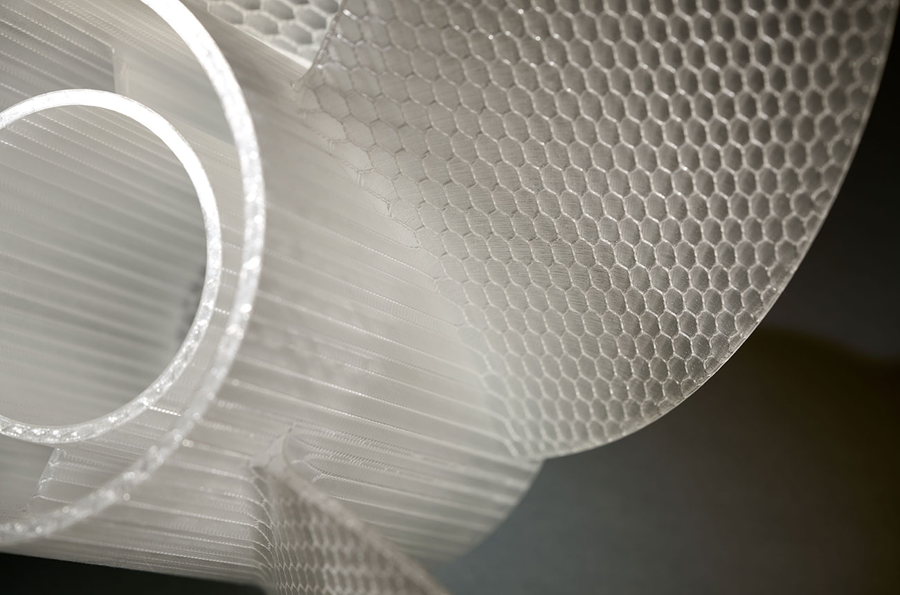 close up view of a 3D printed part