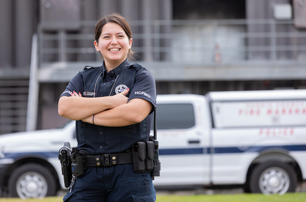 police woman smiling