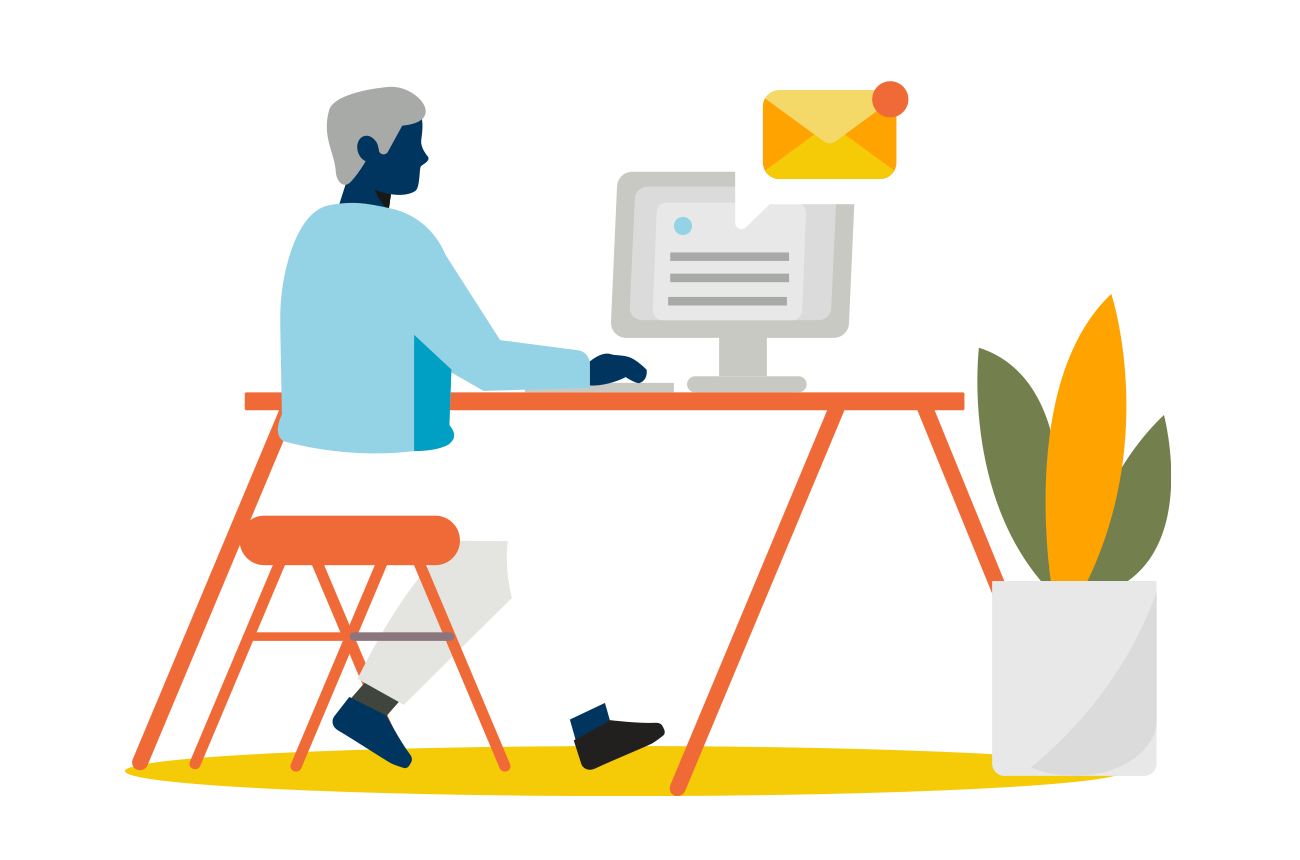 illustration of a person sitting at a desk