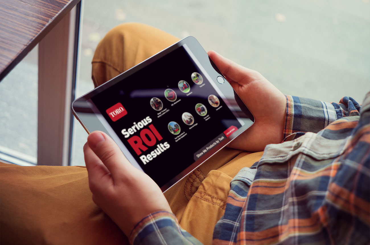 person taking a training course on a tablet