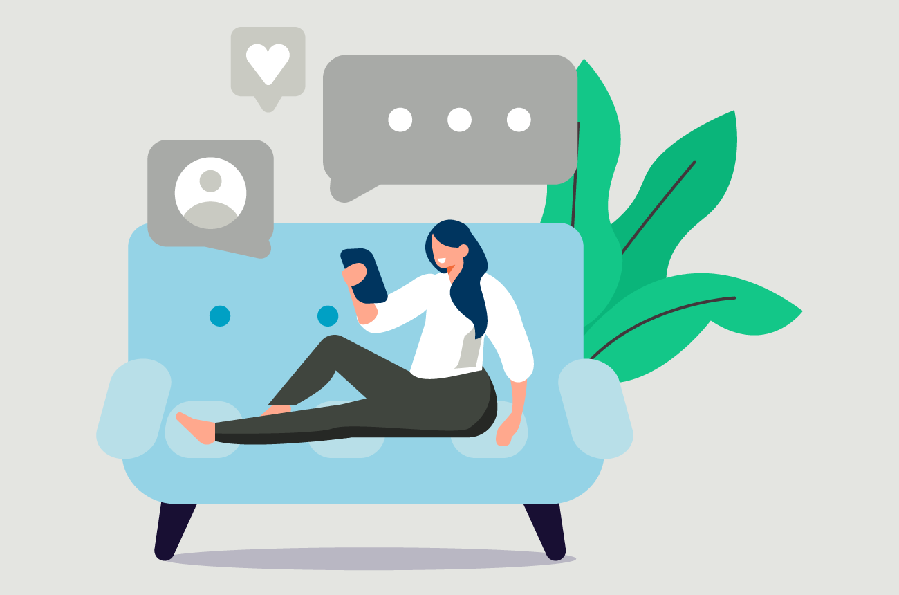 illustration of woman sitting on couch