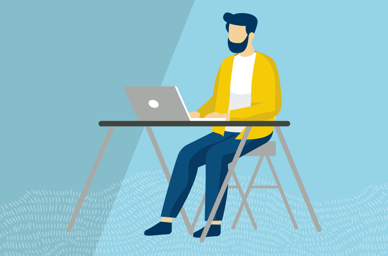illustration of man sitting at a desk