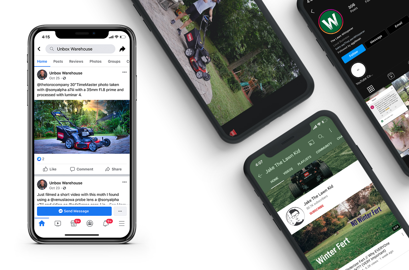  Multiple smartphones displaying social media posts.