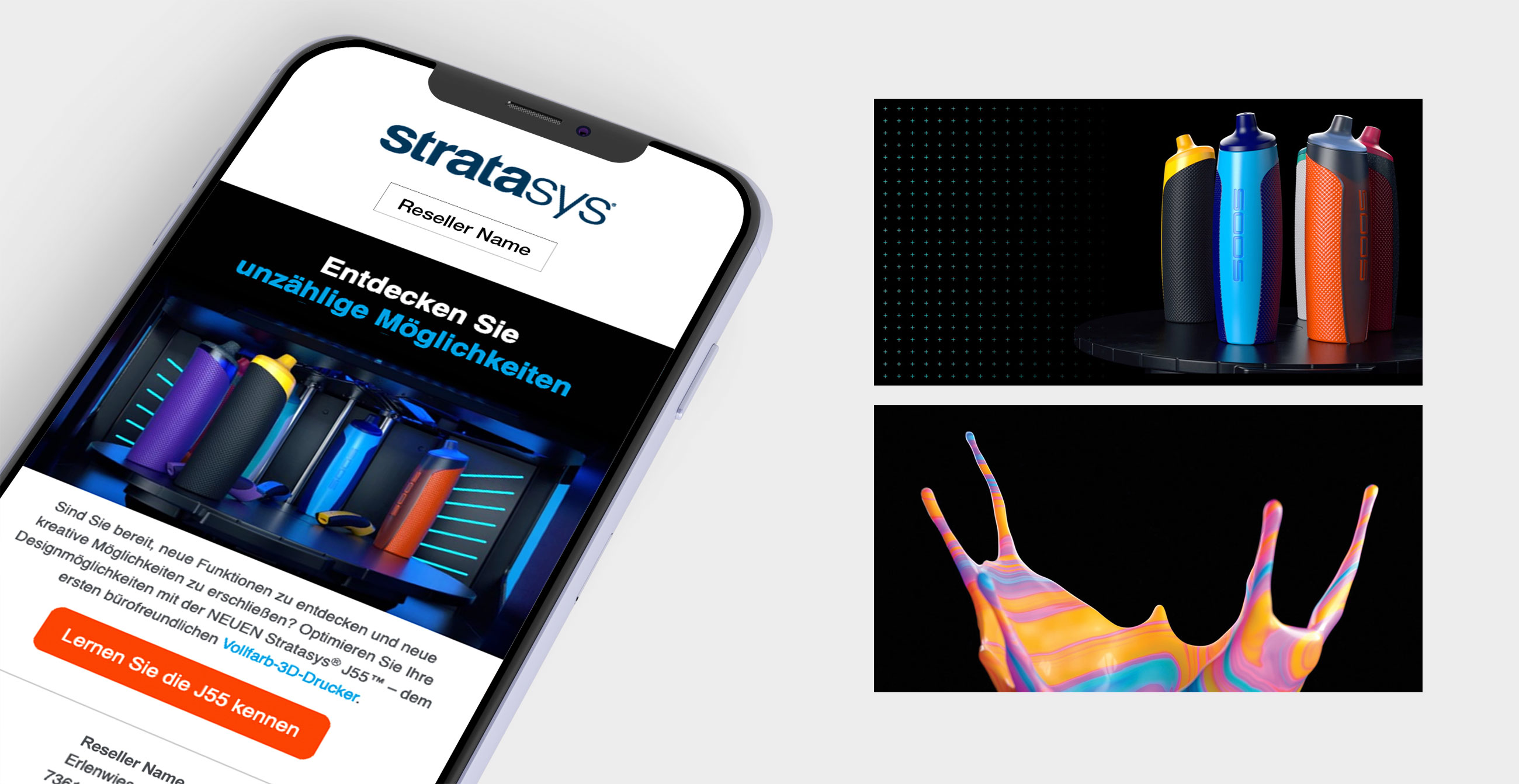 A smartphone displaying the program website alongside two images utilized in the program.